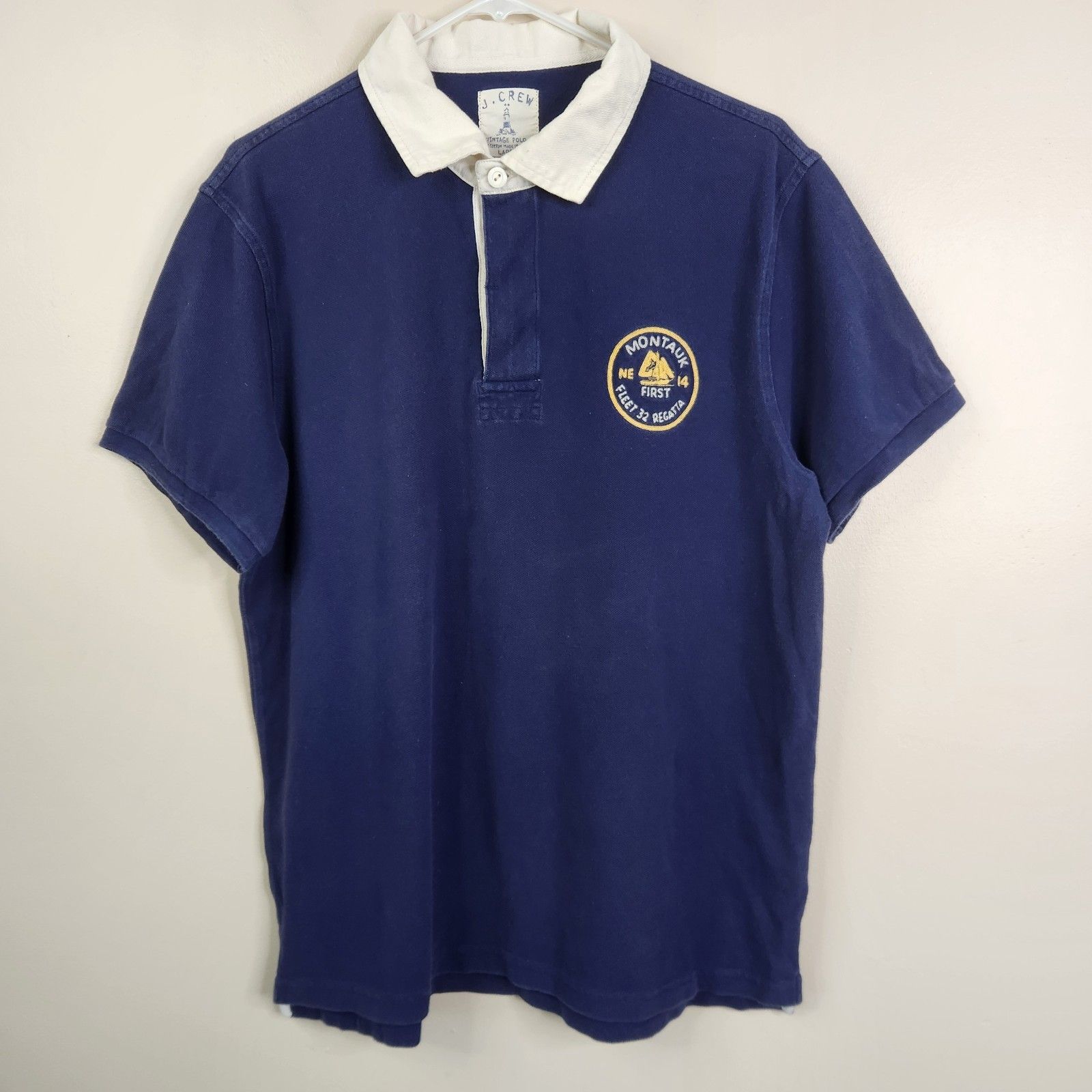 J Crew Mens Montauk Regatta Short Sleeve Vintage Polo Large